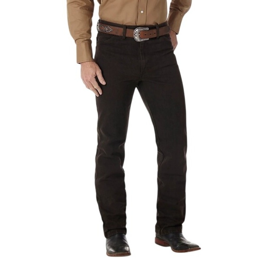 New Wrangler Cowboy Cut Jeans Men 35x32 Slim Fit Dark Brown Denim Western 936KCL